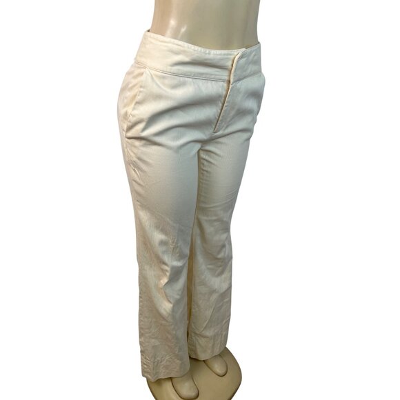 Banana Republic Womens Cream High-Waisted Slim Fit Pants With Hook Sz 6 - Picture 2 of 8